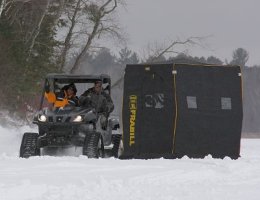Rhino side by side UTV with LiteFoot Tracks in snow - Photo